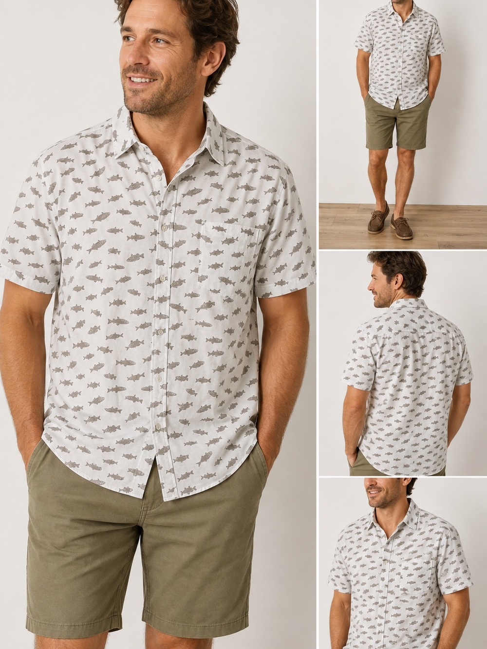 Stillwater Supply Co White Trout Fish Print Short Sleeve Button Down Shirt XL